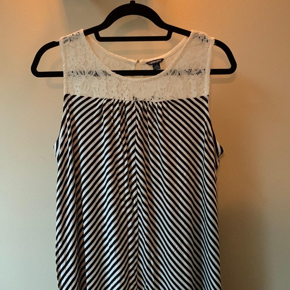 Cherokee Black and White striped dress with Lace Bodice NWOT